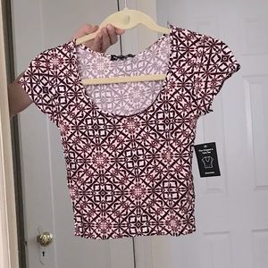 NEW Kohl’s crop top t-shirt navy blue and pink